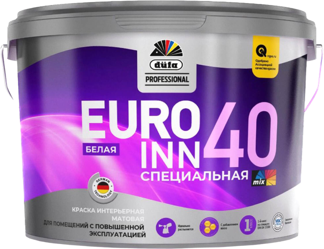 Моющаяся интерьерная краска специальная düfa Professional EURO INN 40
