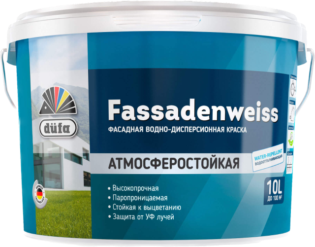 Краска водно-дисперсионная атмосферостойкая düfa FASSADENWEISS