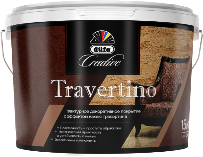 Штукатурка декоративная с эффектом камня травертина TRAVERTINO düfa Creative